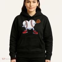 Baseball Heart Valentines Day Dabbing Baseball Catcher Hoodie thumb 5