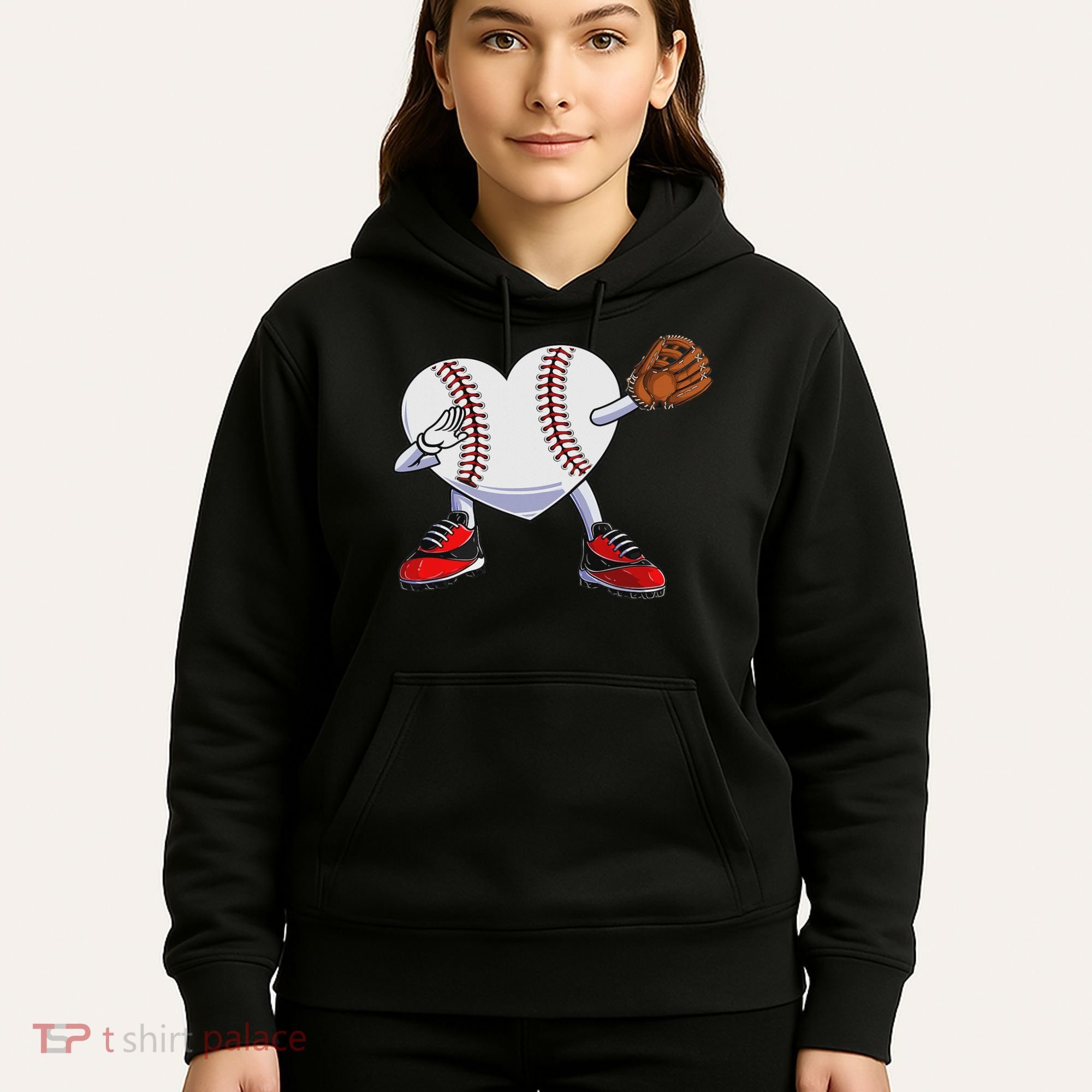Baseball Heart Valentines Day Dabbing Baseball Catcher Hoodie