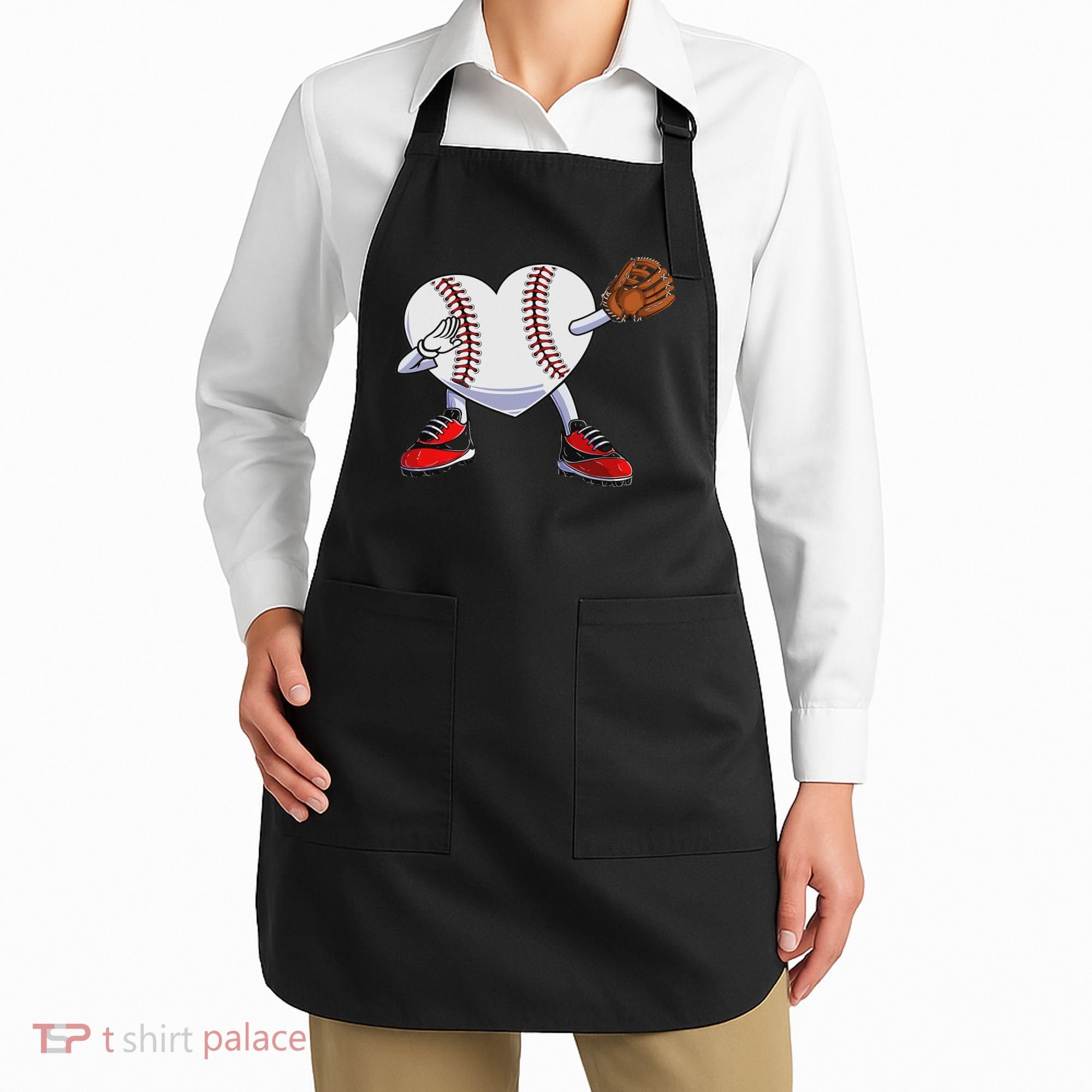 Baseball Heart Valentines Day Dabbing Baseball Catcher Apron