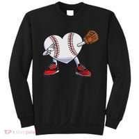 Baseball Heart Valentines Day Dabbing Baseball Catcher Sweatshirt thumb 0