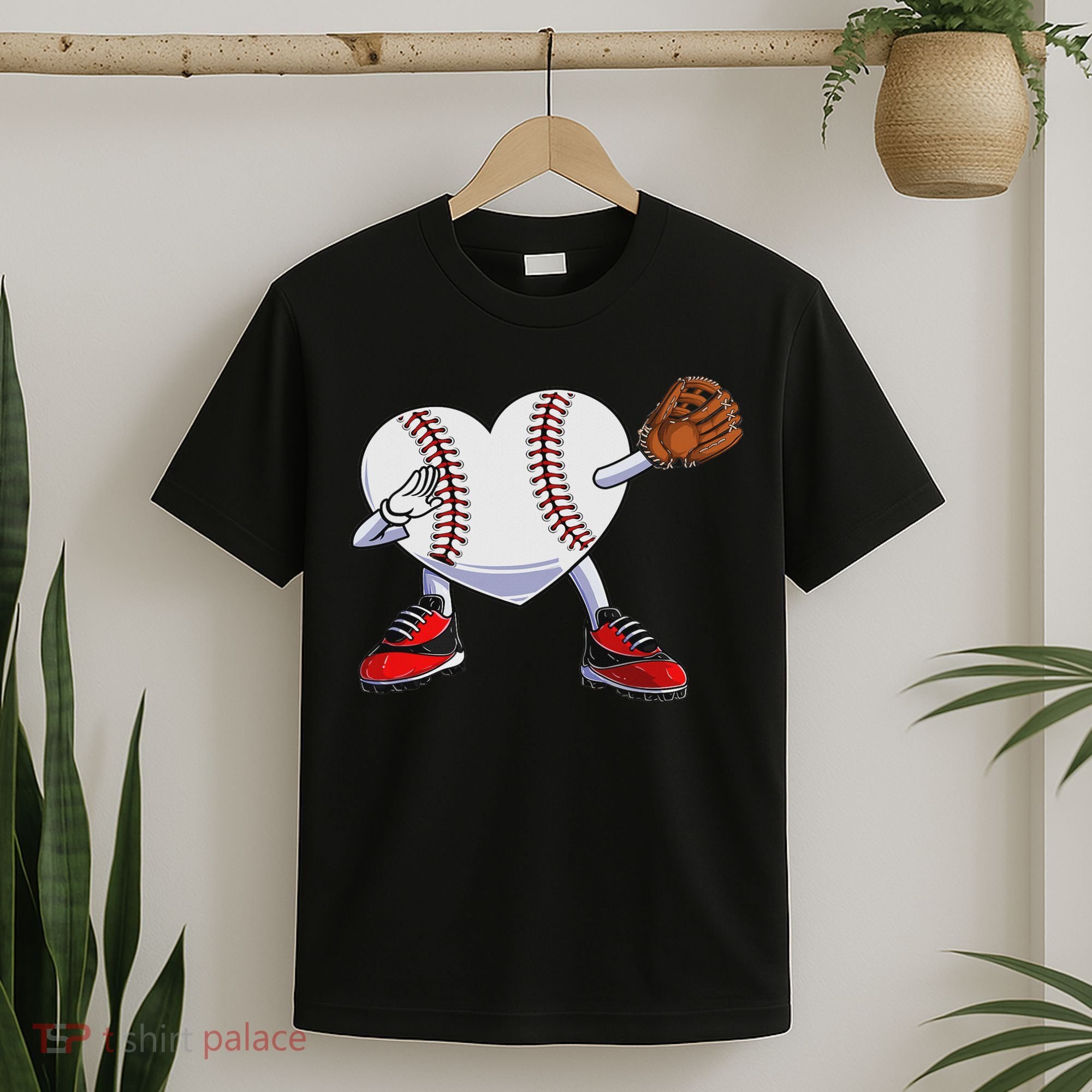 Baseball Heart Valentines Day Dabbing Baseball Catcher T-Shirt