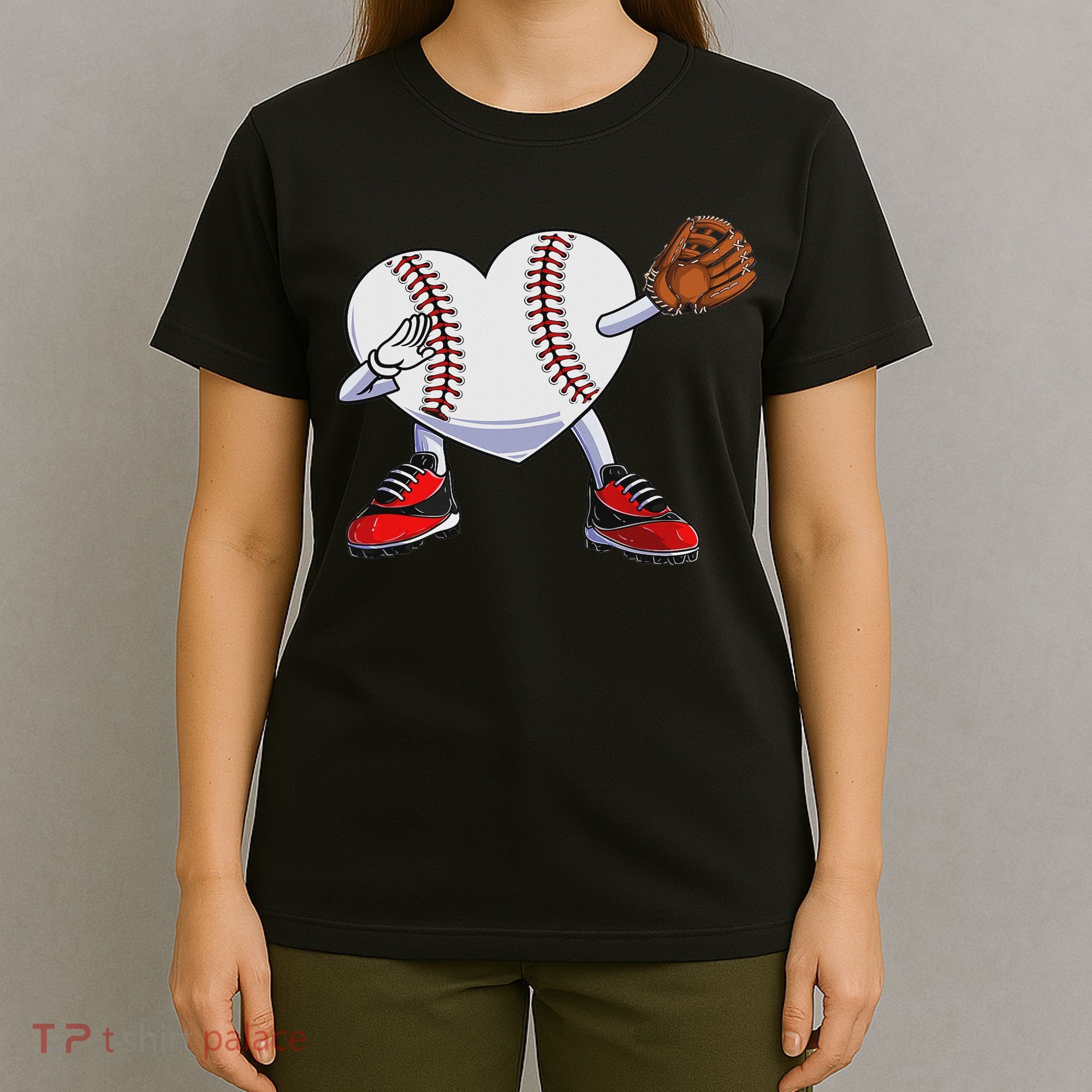 Baseball Heart Valentines Day Dabbing Baseball Catcher T-Shirt