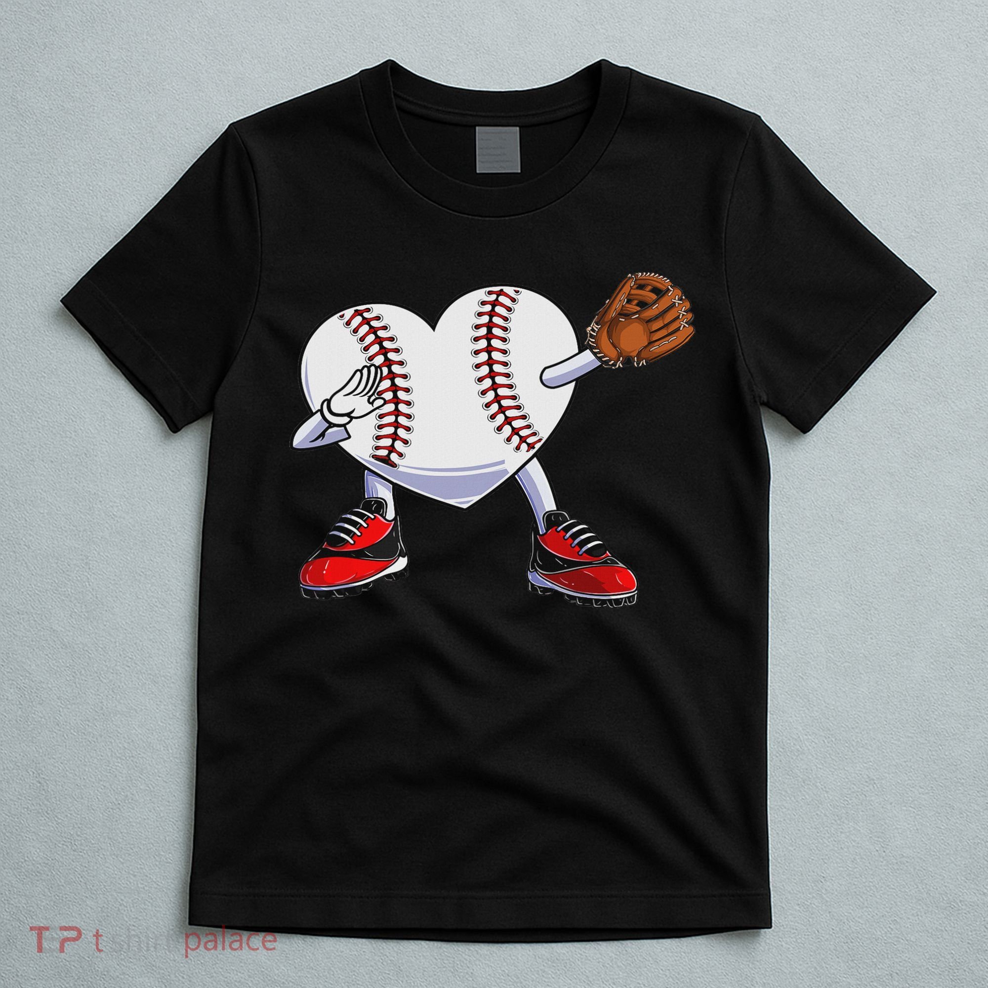 Baseball Heart Valentines Day Dabbing Baseball Catcher T-Shirt