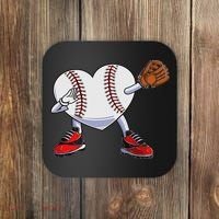 Baseball Heart Valentines Day Dabbing Baseball Catcher Coaster thumb 0