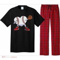 Baseball Heart Valentines Day Dabbing Baseball Catcher Pajama Set thumb 0