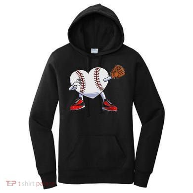 Baseball Heart Valentines Day Dabbing Baseball Catcher Women's Hoodie