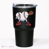 Baseball Heart Valentines Day Dabbing Baseball Catcher Tumbler thumb 0