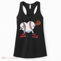 Baseball Heart Valentines Day Dabbing Baseball Catcher Women's Tank Top thumb 0