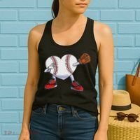 Baseball Heart Valentines Day Dabbing Baseball Catcher Women's Tank Top thumb 2