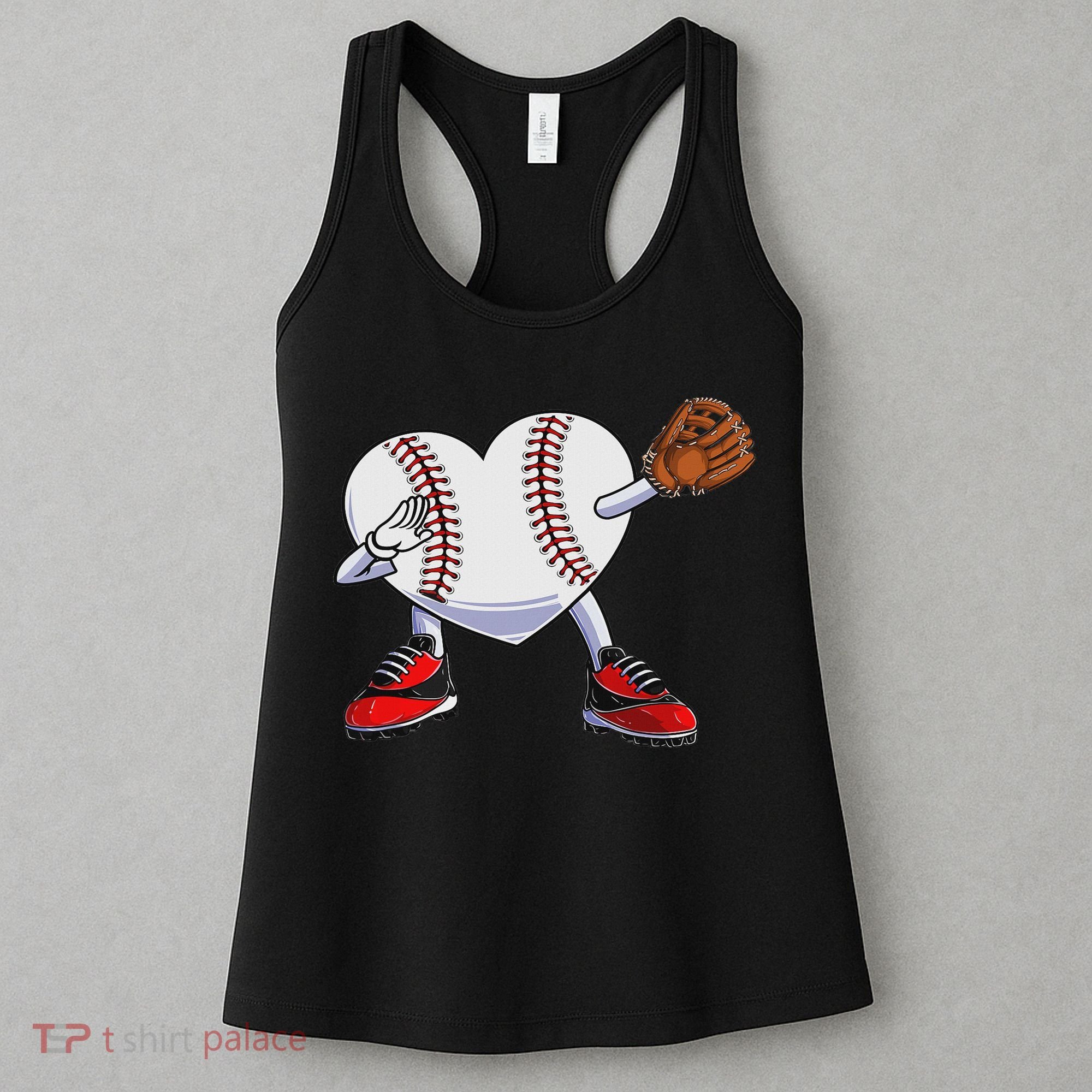 Baseball Heart Valentines Day Dabbing Baseball Catcher Women's Tank Top
