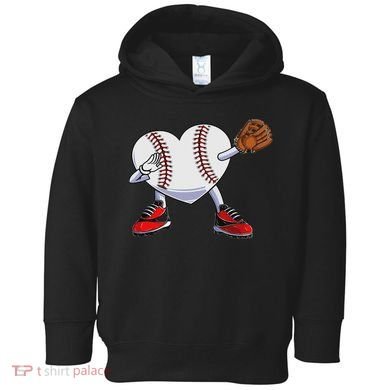 Baseball Heart Valentines Day Dabbing Baseball Catcher Toddler Hoodie