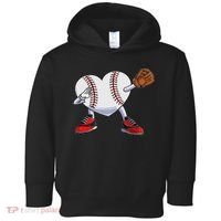 Baseball Heart Valentines Day Dabbing Baseball Catcher Toddler Hoodie thumb 0