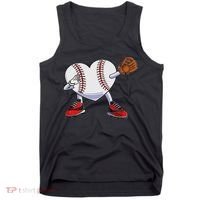 Baseball Heart Valentines Day Dabbing Baseball Catcher Tank Top thumb 0