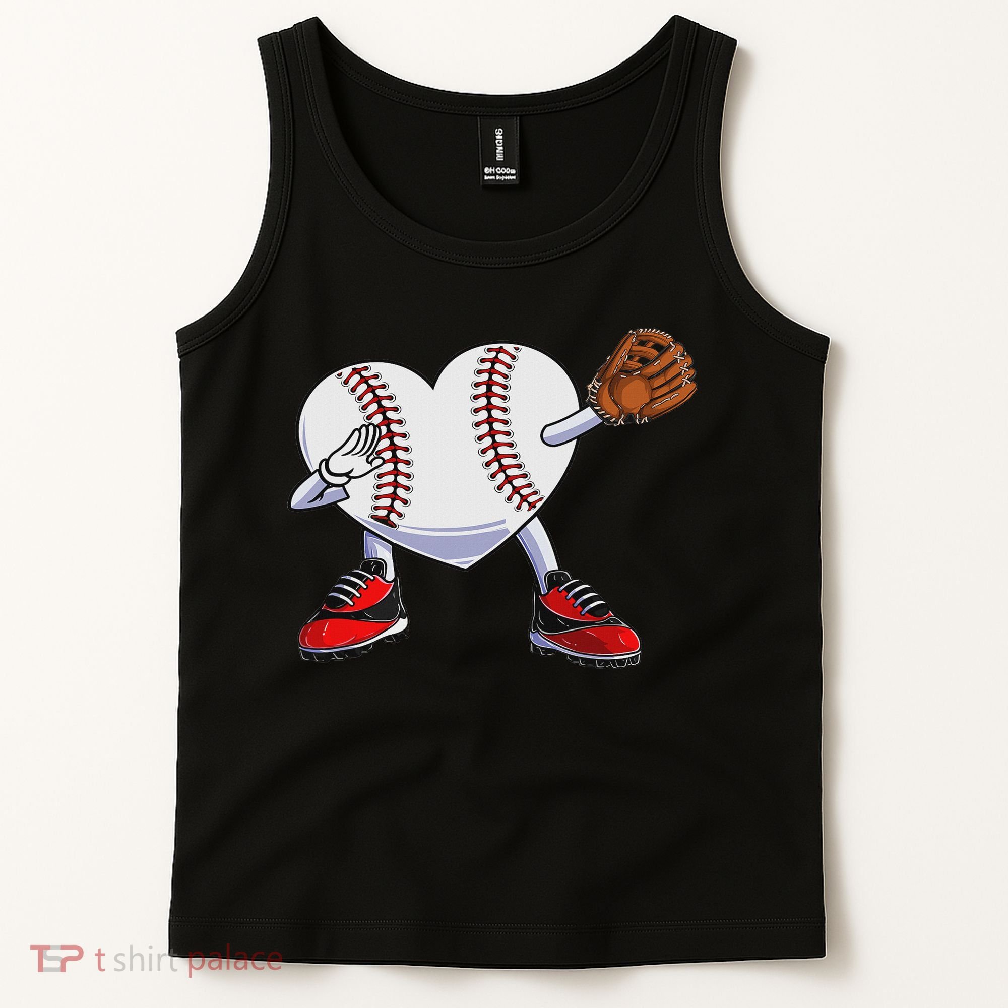 Baseball Heart Valentines Day Dabbing Baseball Catcher Tank Top