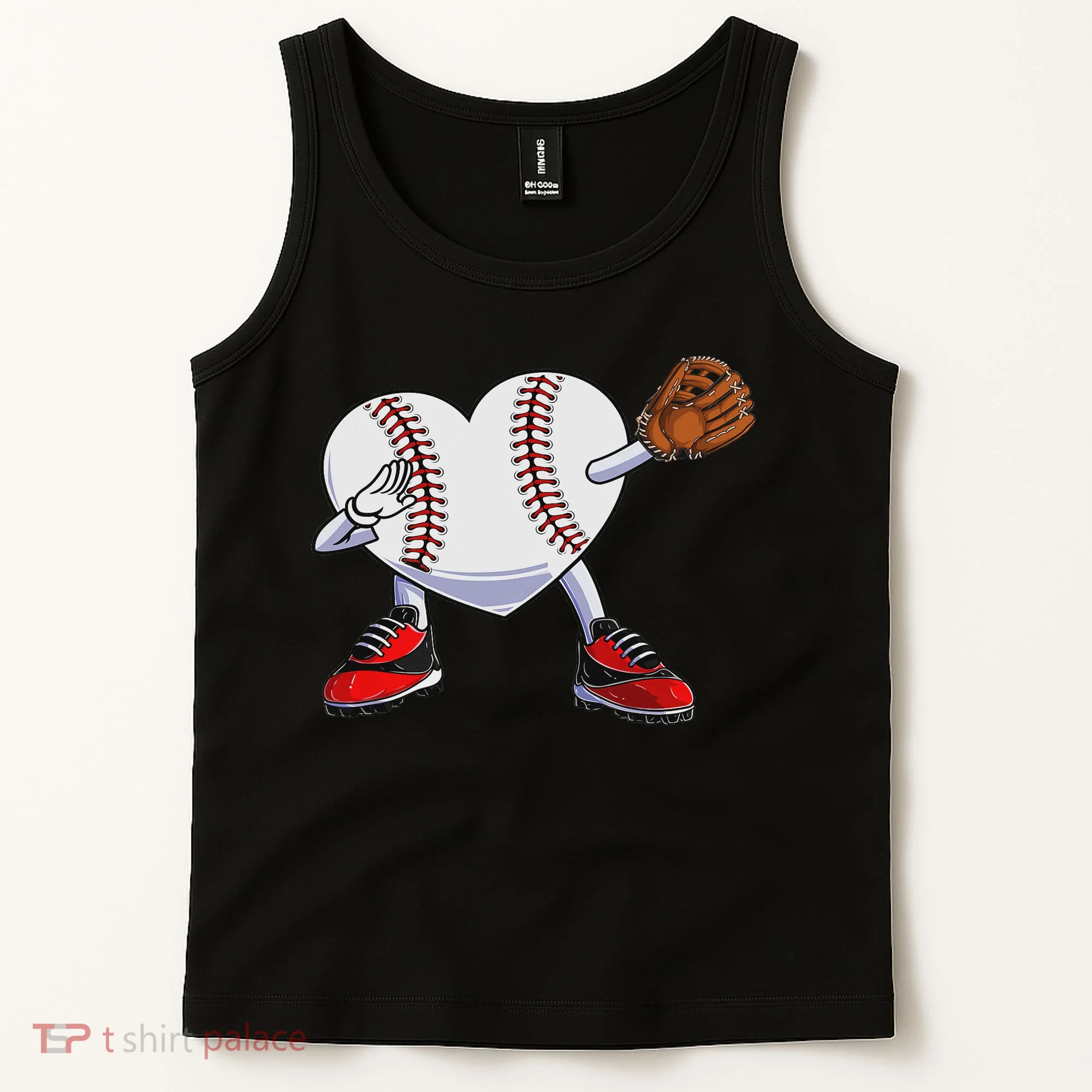 Baseball Heart Valentines Day Dabbing Baseball Catcher Tank Top