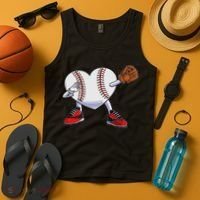 Baseball Heart Valentines Day Dabbing Baseball Catcher Tank Top thumb 4