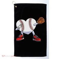 Baseball Heart Valentines Day Dabbing Baseball Catcher Golf Towel thumb 0