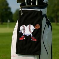 Baseball Heart Valentines Day Dabbing Baseball Catcher Golf Towel thumb 2