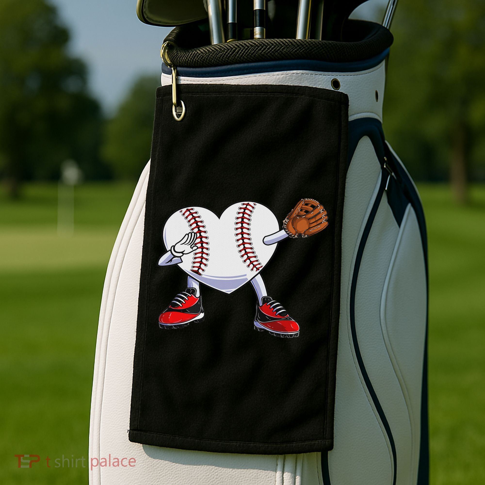 Baseball Heart Valentines Day Dabbing Baseball Catcher Golf Towel