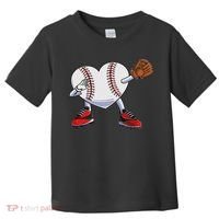 Baseball Heart Valentines Day Dabbing Baseball Catcher Toddler T-Shirt thumb 0