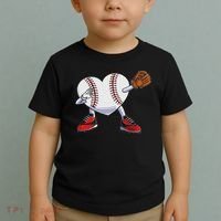 Baseball Heart Valentines Day Dabbing Baseball Catcher Toddler T-Shirt thumb 2