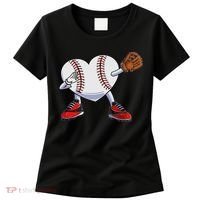 Baseball Heart Valentines Day Dabbing Baseball Catcher Women's T-Shirt thumb 0