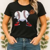 Baseball Heart Valentines Day Dabbing Baseball Catcher Women's T-Shirt thumb 2