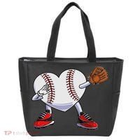 Baseball Heart Valentines Day Dabbing Baseball Catcher Tote Bag thumb 0
