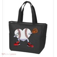 Baseball Heart Valentines Day Dabbing Baseball Catcher Tote Bag thumb 3