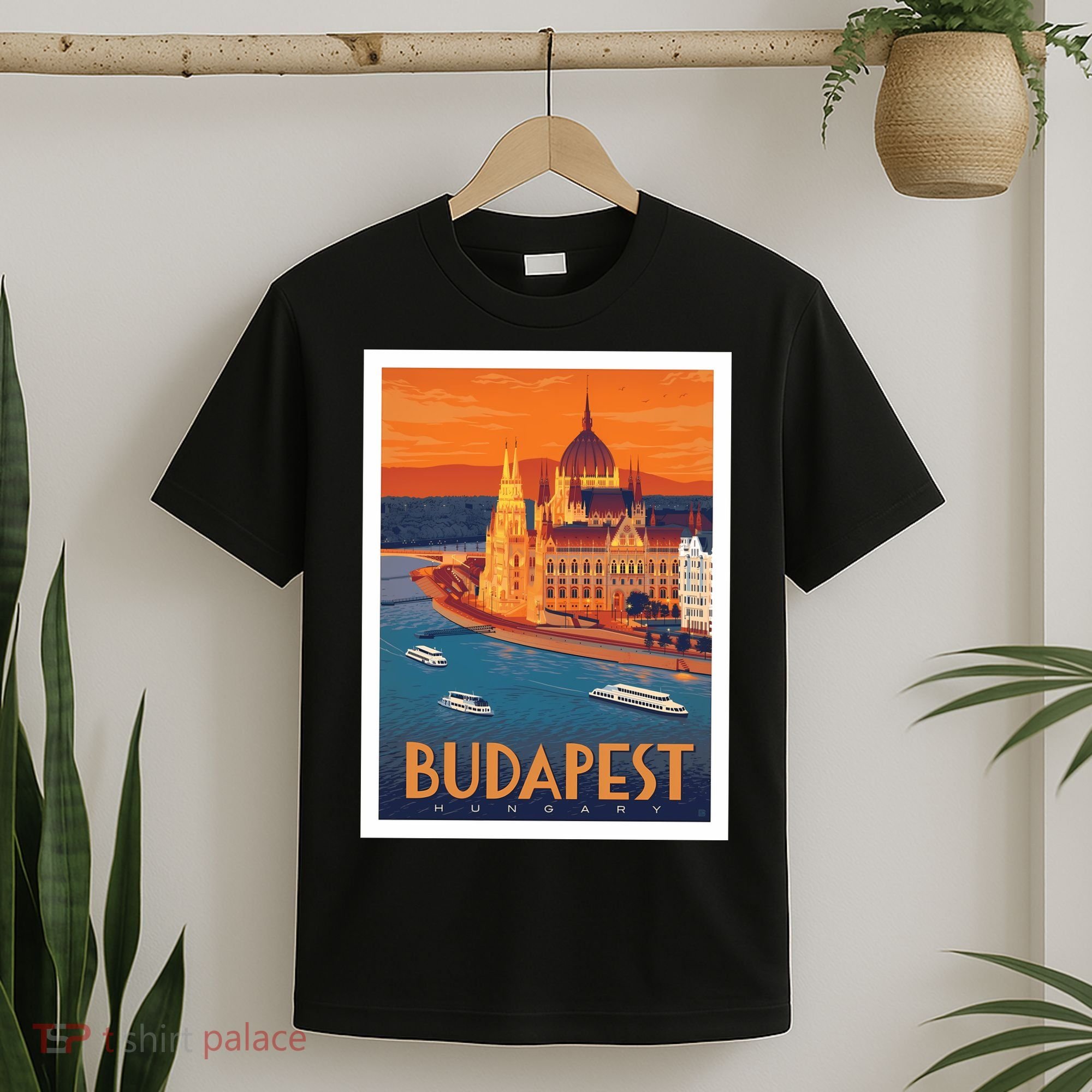 Budapest Hungary Vintage Stockholm Travel Advertising Print T-Shirt