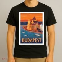 Budapest Hungary Vintage Stockholm Travel Advertising Print T-Shirt thumb 3