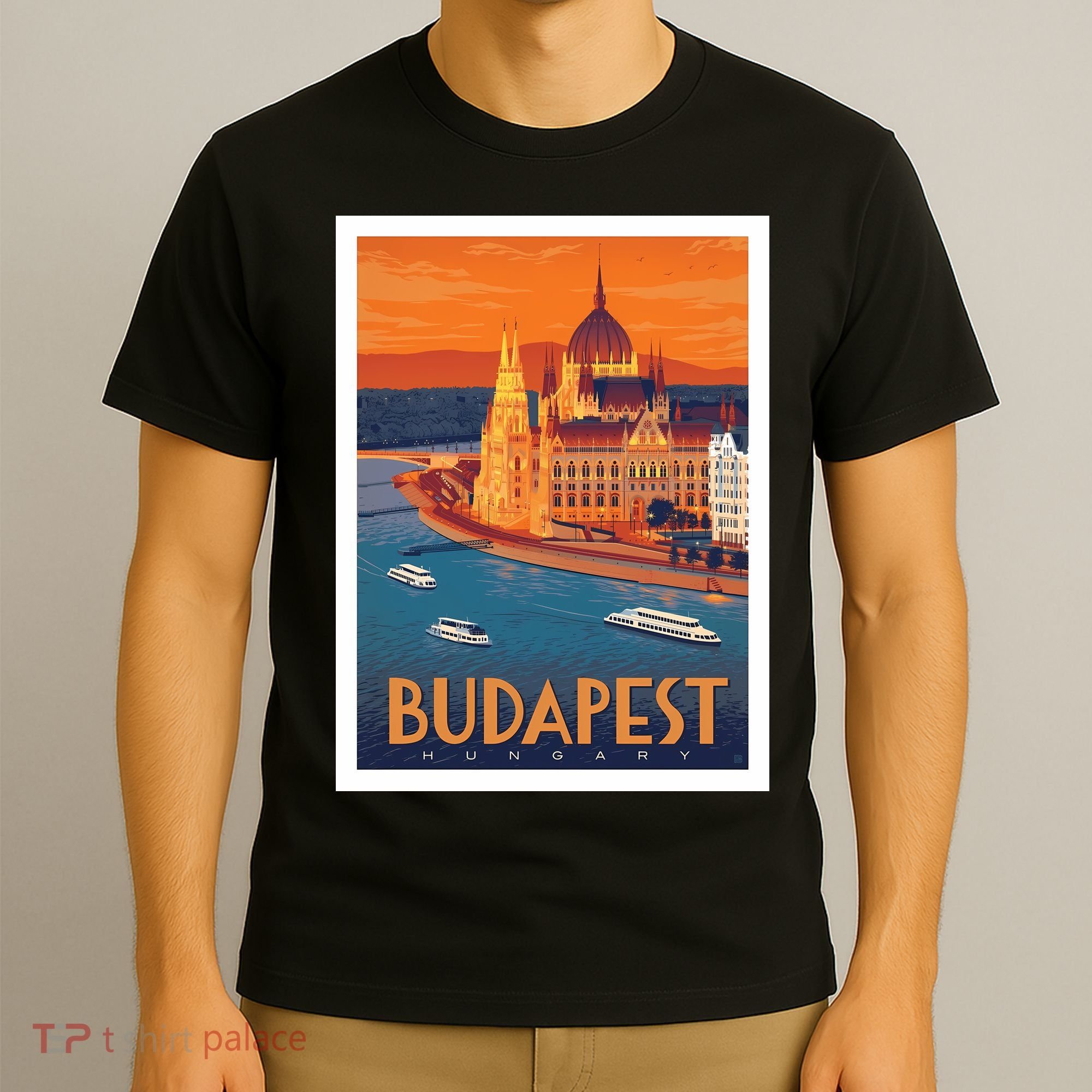Budapest Hungary Vintage Stockholm Travel Advertising Print T-Shirt