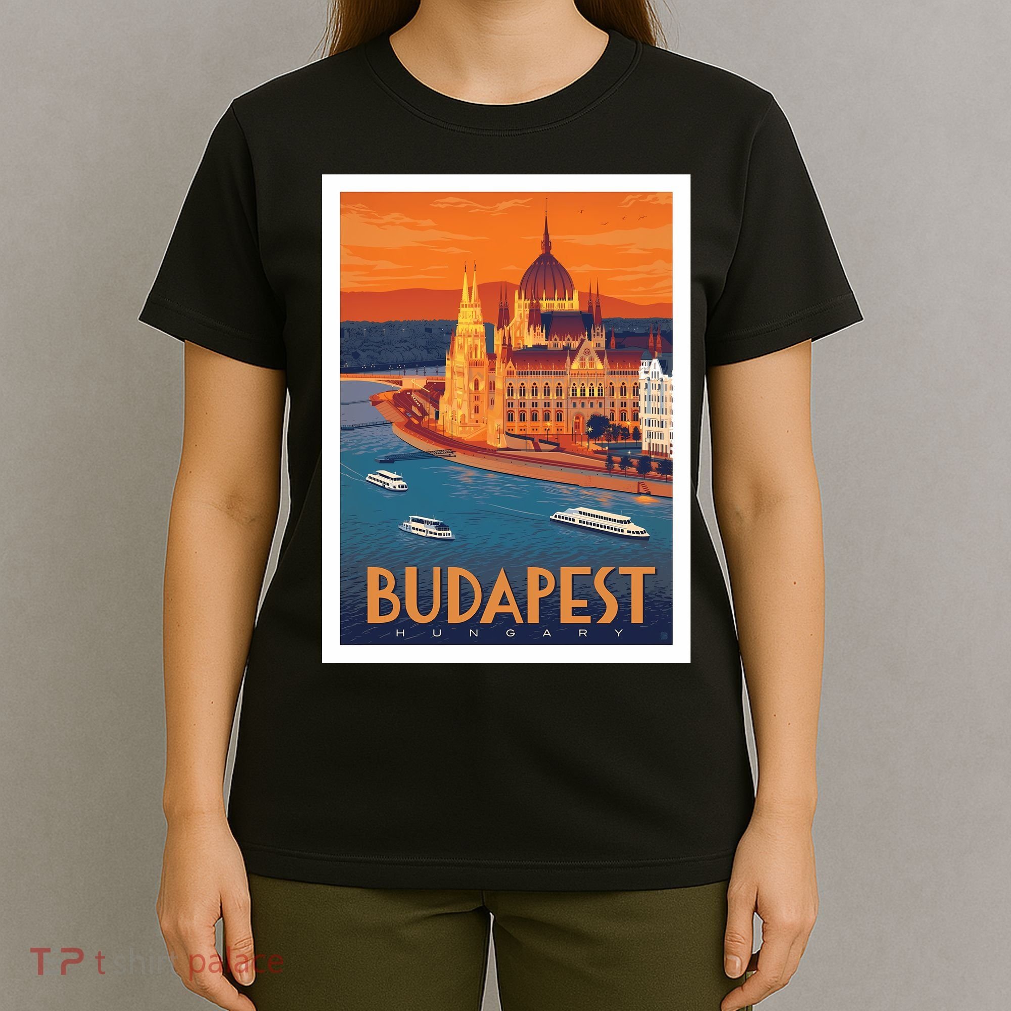 Budapest Hungary Vintage Stockholm Travel Advertising Print T-Shirt