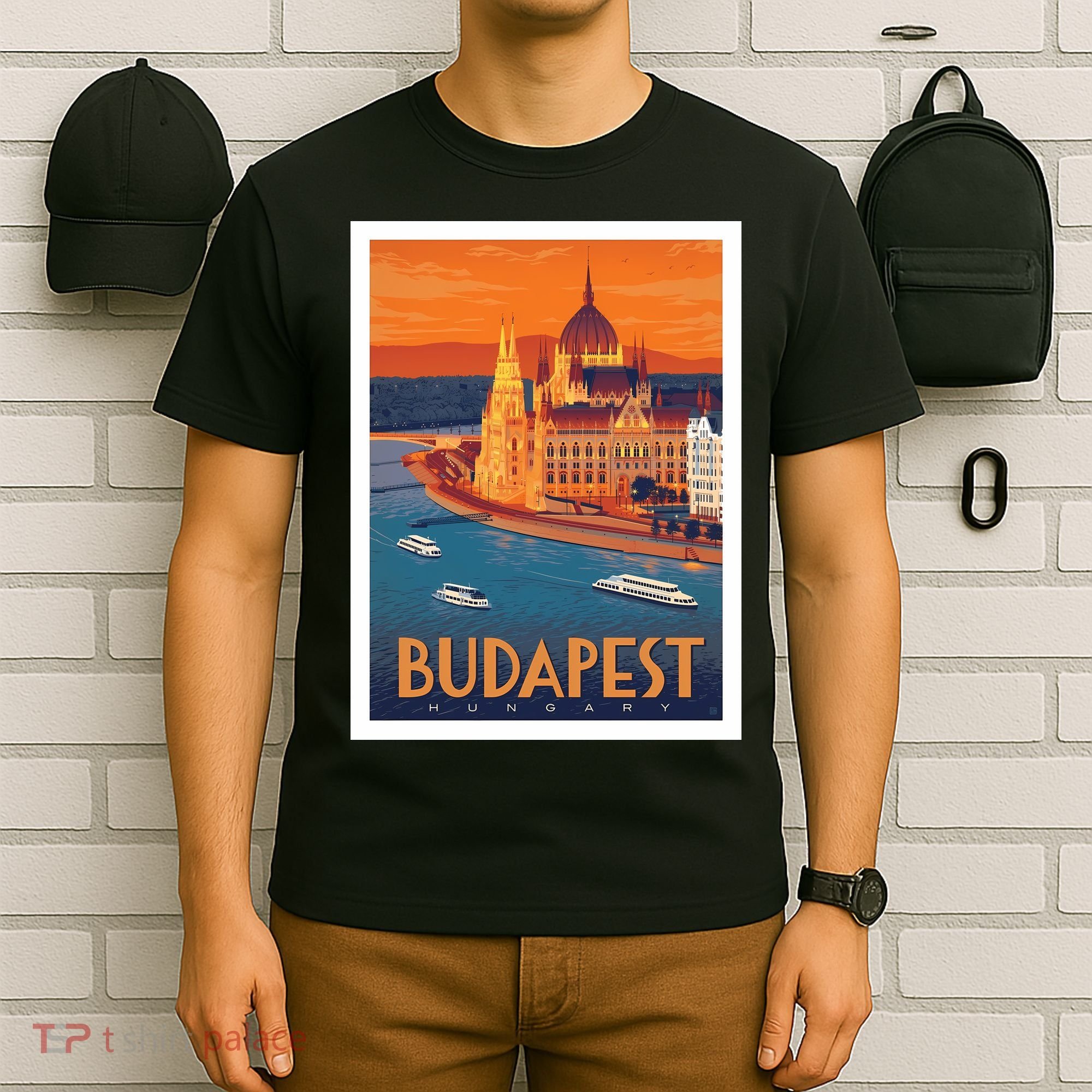 Budapest Hungary Vintage Stockholm Travel Advertising Print T-Shirt
