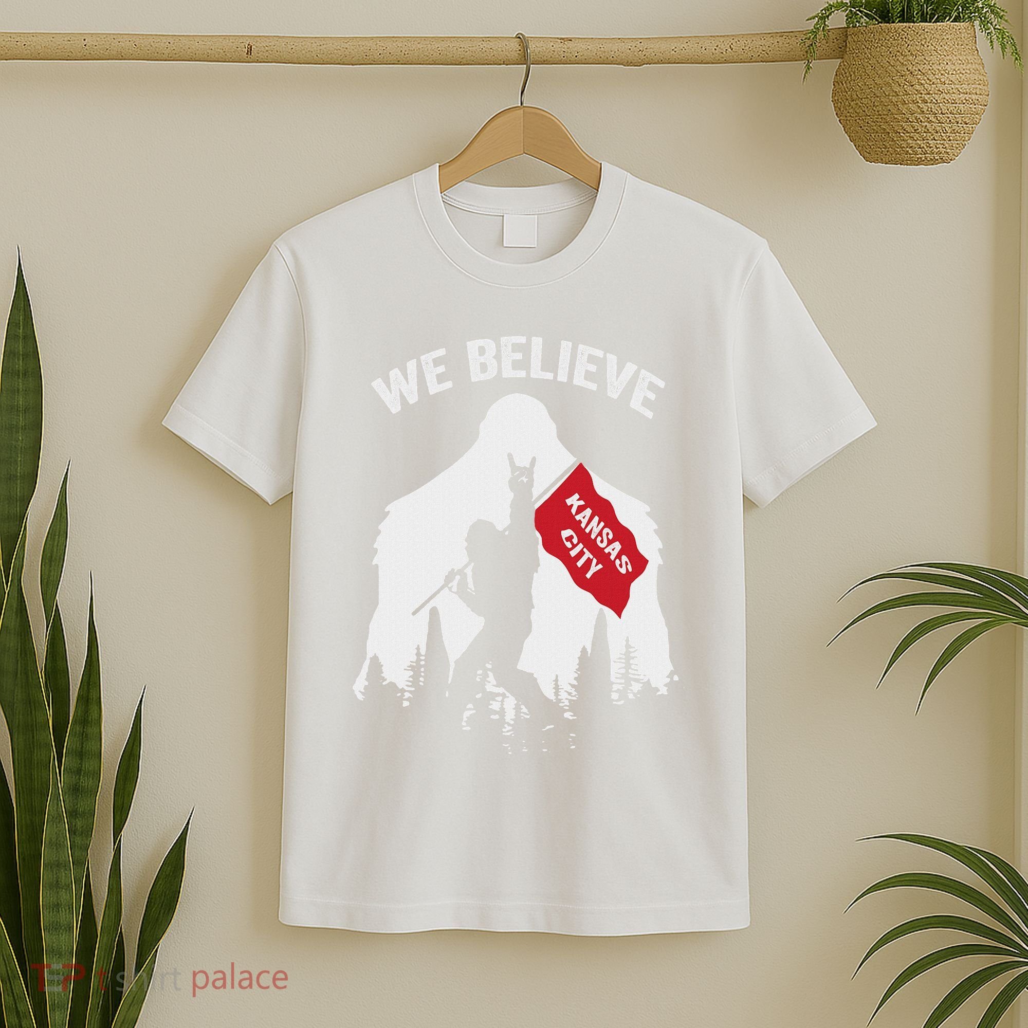 Bigfoot Holding We Believe In Kansas City Red Flag T-Shirt