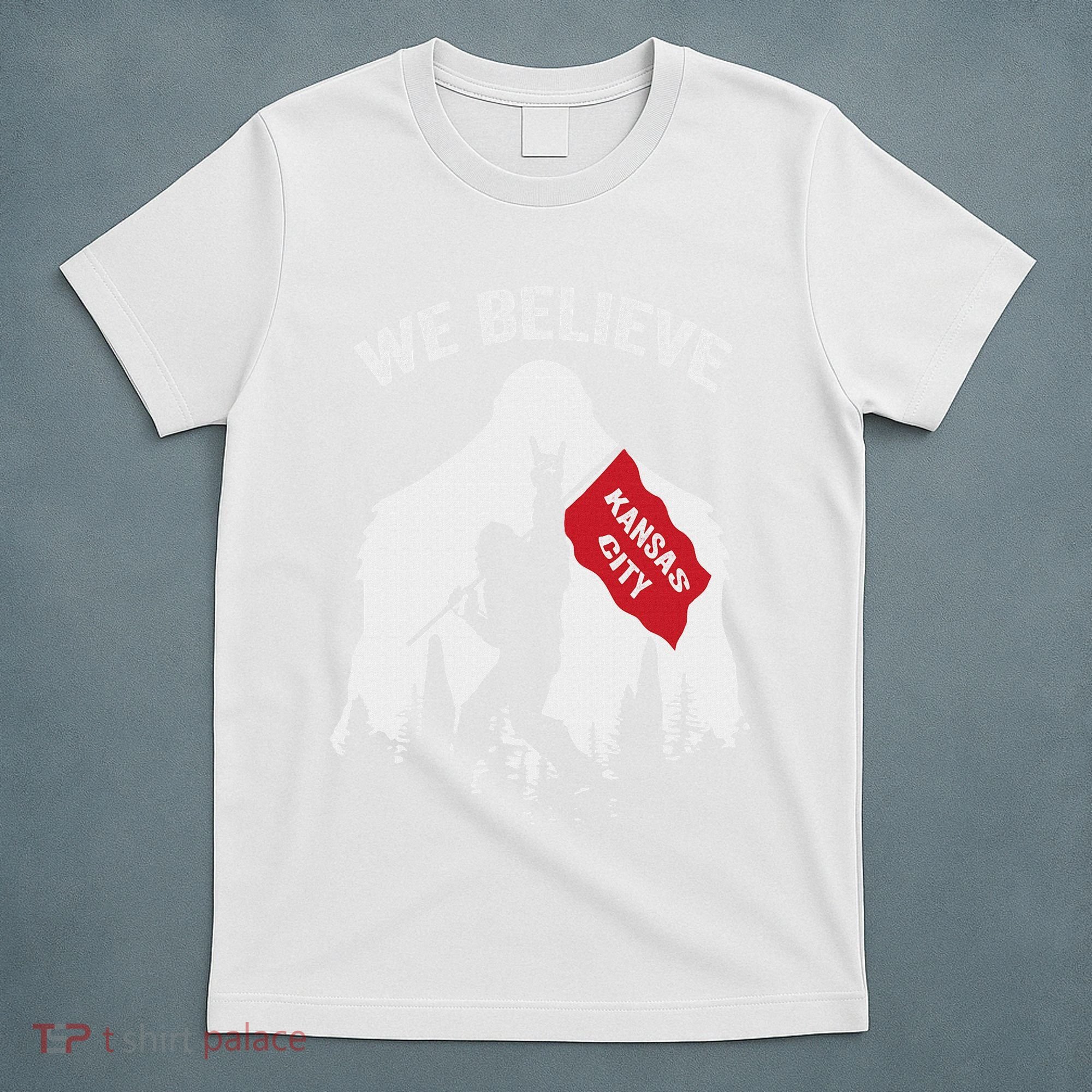 Bigfoot Holding We Believe In Kansas City Red Flag T-Shirt
