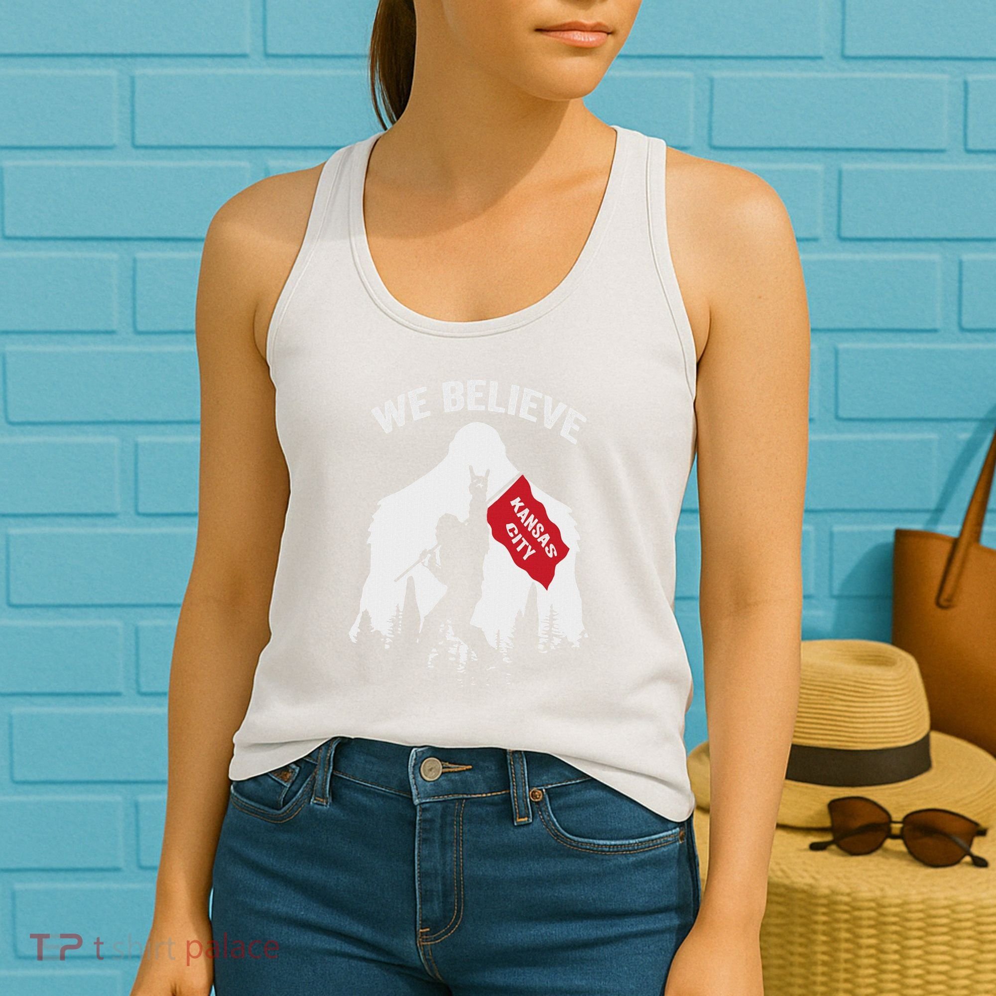 Bigfoot Holding We Believe In Kansas City Red Flag Women's Tank Top