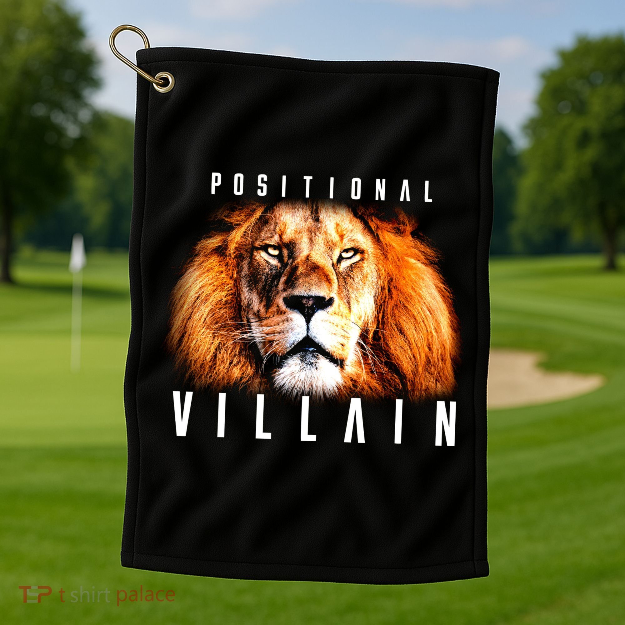 Wearing Positional Villain Golf Towel