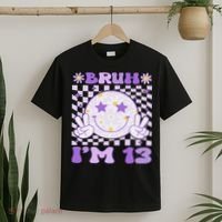 Bruh I'm 13 Years Old Purple Birthday Ns 13th Birthday T-Shirt thumb 2