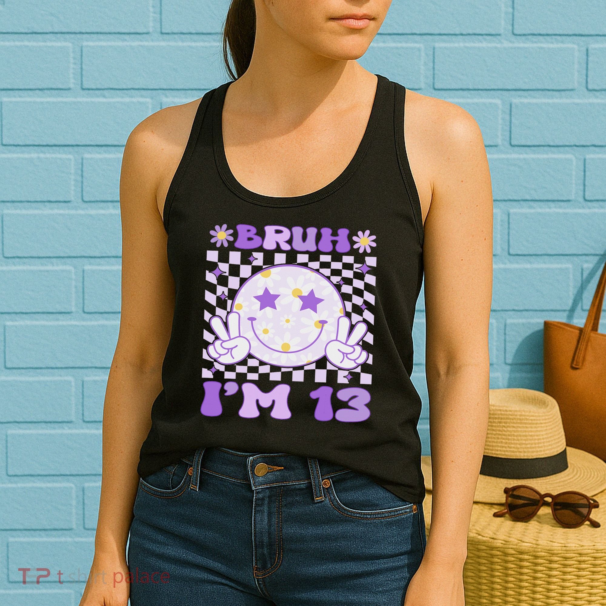 Bruh I'm 13 Years Old Purple Birthday Ns 13th Birthday Women's Tank Top
