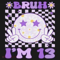 Bruh I'm 13 Years Old Purple Birthday Ns 13th Birthday Visor thumb 3