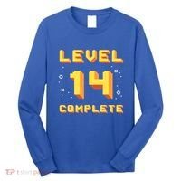 Born In 2007 Level 14 Complete 14th Birthday Retro Gaming Gift Long Sleeve Shirt thumb 0