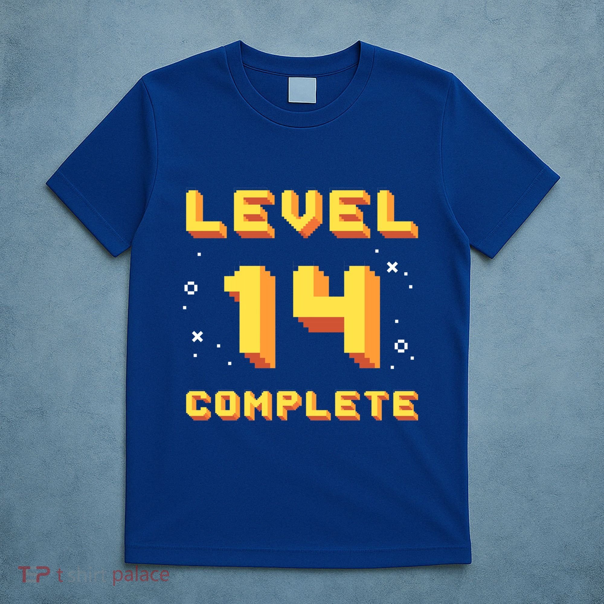 Born In 2007 Level 14 Complete 14th Birthday Retro Gaming Gift T-Shirt