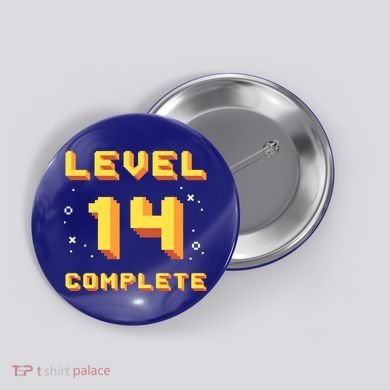 Born In 2007 Level 14 Complete 14th Birthday Retro Gaming Gift Button