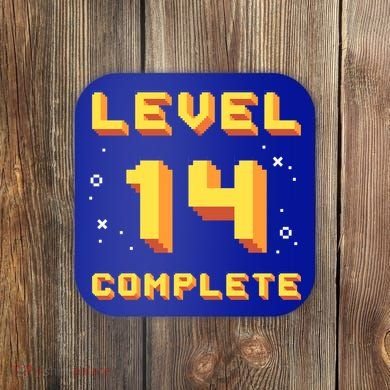 Born In 2007 Level 14 Complete 14th Birthday Retro Gaming Gift Coaster