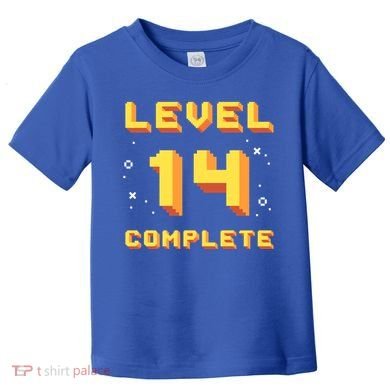Born In 2007 Level 14 Complete 14th Birthday Retro Gaming Gift Toddler T-Shirt