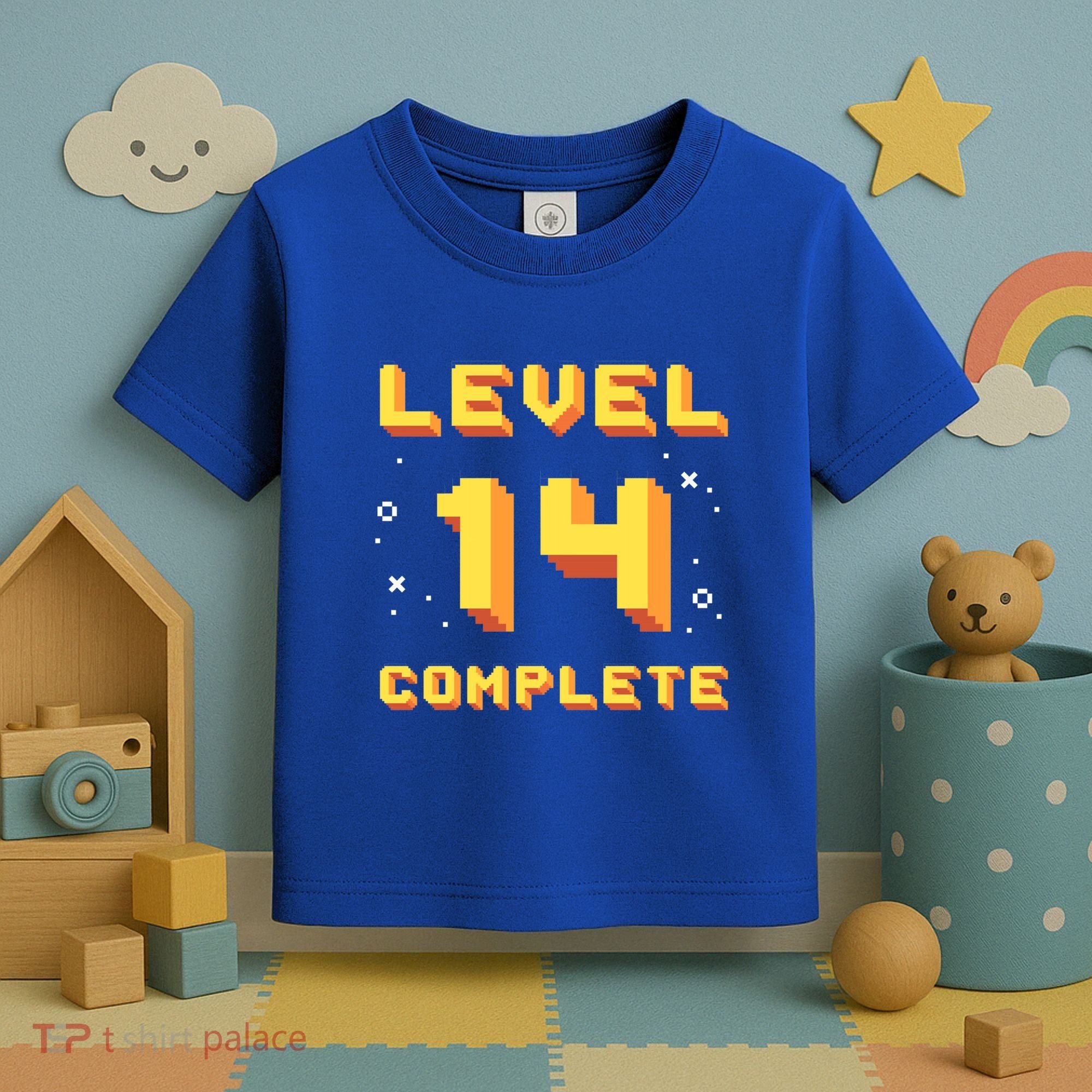 Born In 2007 Level 14 Complete 14th Birthday Retro Gaming Gift Toddler T-Shirt