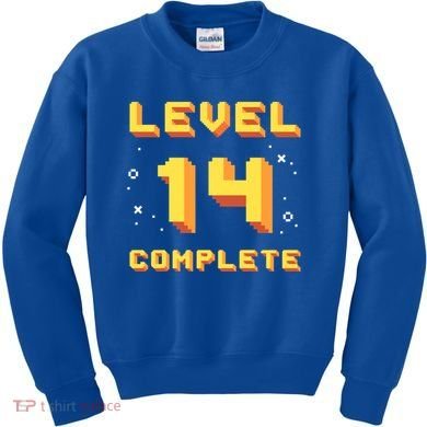 Born In 2007 Level 14 Complete 14th Birthday Retro Gaming Gift Kids Sweatshirt