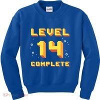 Born In 2007 Level 14 Complete 14th Birthday Retro Gaming Gift Kids Sweatshirt thumb 0