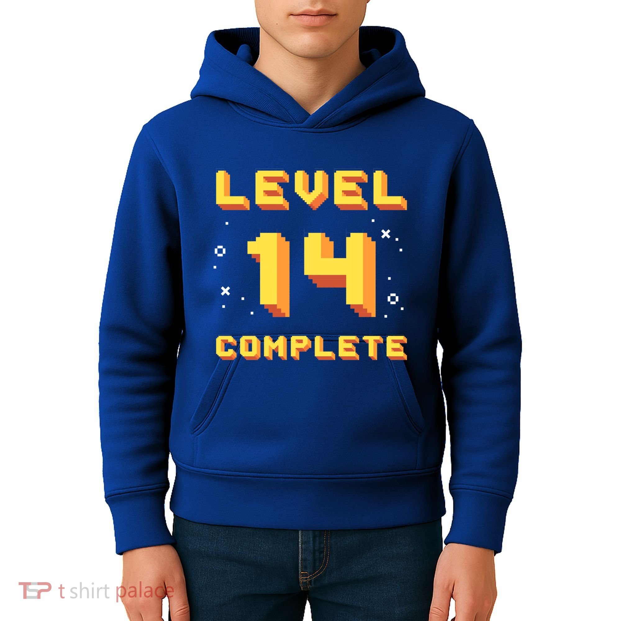 Born In 2007 Level 14 Complete 14th Birthday Retro Gaming Gift Kids Hoodie